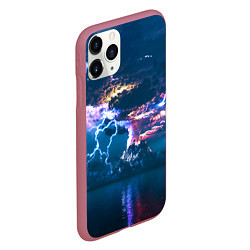 Чехол iPhone 11 Pro матовый Извержение вулкана, цвет: 3D-малиновый — фото 2