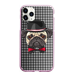 Чехол iPhone 11 Pro матовый Mr Pug, цвет: 3D-розовый