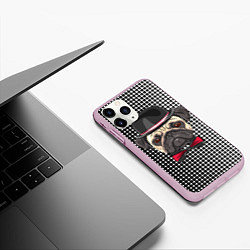 Чехол iPhone 11 Pro матовый Mr Pug, цвет: 3D-розовый — фото 2