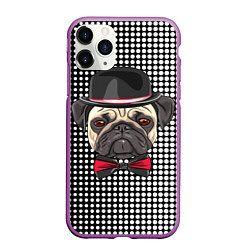 Чехол iPhone 11 Pro матовый Mr Pug, цвет: 3D-фиолетовый