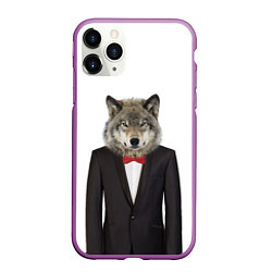 Чехол iPhone 11 Pro матовый Мистер волк, цвет: 3D-фиолетовый