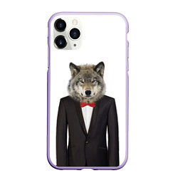 Чехол iPhone 11 Pro матовый Мистер волк, цвет: 3D-светло-сиреневый