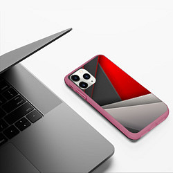 Чехол iPhone 11 Pro матовый Lines, цвет: 3D-малиновый — фото 2