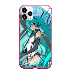 Чехол iPhone 11 Pro матовый Miku1, цвет: 3D-малиновый