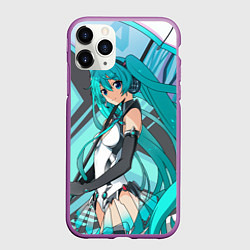 Чехол iPhone 11 Pro матовый Miku1, цвет: 3D-фиолетовый