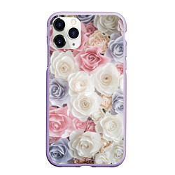Чехол iPhone 11 Pro матовый Букет из роз, цвет: 3D-светло-сиреневый