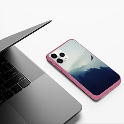 Чехол iPhone 11 Pro матовый Орел над Лесом, цвет: 3D-малиновый — фото 2
