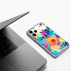 Чехол iPhone 11 Pro матовый Пятна краски, цвет: 3D-светло-сиреневый — фото 2