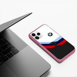 Чехол iPhone 11 Pro матовый BMW M SPORT, цвет: 3D-малиновый — фото 2