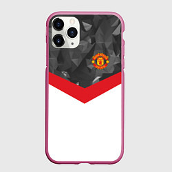 Чехол iPhone 11 Pro матовый Man United FC: Grey Polygons, цвет: 3D-малиновый