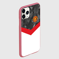 Чехол iPhone 11 Pro матовый Man United FC: Grey Polygons, цвет: 3D-малиновый — фото 2