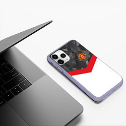 Чехол iPhone 11 Pro матовый Man United FC: Grey Polygons, цвет: 3D-светло-сиреневый — фото 2