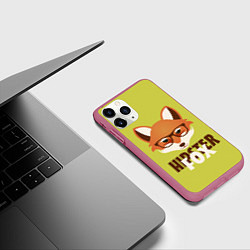Чехол iPhone 11 Pro матовый Hipster Fox, цвет: 3D-малиновый — фото 2
