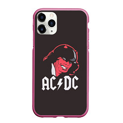 Чехол iPhone 11 Pro матовый AC/DC Devil, цвет: 3D-малиновый