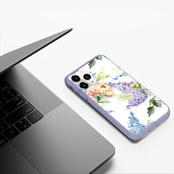 Чехол iPhone 11 Pro матовый Сирень и Пионы, цвет: 3D-светло-сиреневый — фото 2