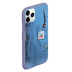 Чехол iPhone 11 Pro матовый Костюм врача цвета 3D-серый — фото 2