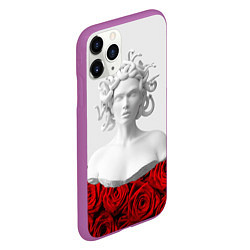 Чехол iPhone 11 Pro матовый Унисекс / Snake roses girl, цвет: 3D-фиолетовый — фото 2