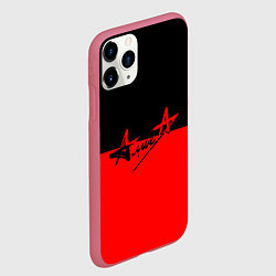 Чехол iPhone 11 Pro матовый АлисА: Черный & Красный, цвет: 3D-малиновый — фото 2