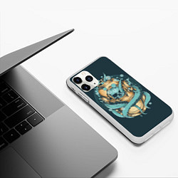 Чехол iPhone 11 Pro матовый Осьминог в акваланге, цвет: 3D-белый — фото 2