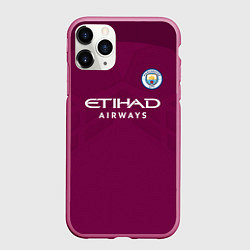 Чехол iPhone 11 Pro матовый Man City FC: Away 17/18, цвет: 3D-малиновый