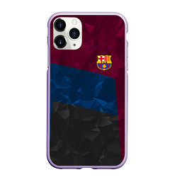 Чехол iPhone 11 Pro матовый FC Barcelona: Dark polygons, цвет: 3D-светло-сиреневый