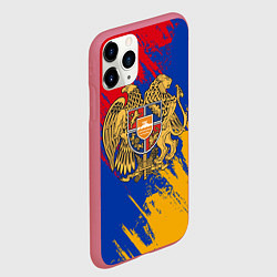 Чехол iPhone 11 Pro матовый Герб и флаг Армении, цвет: 3D-малиновый — фото 2