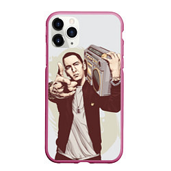 Чехол iPhone 11 Pro матовый Eminem: Street Music, цвет: 3D-малиновый