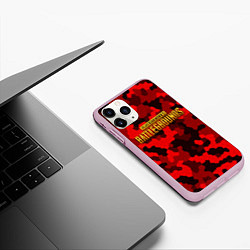 Чехол iPhone 11 Pro матовый PUBG: Red Mozaic, цвет: 3D-розовый — фото 2
