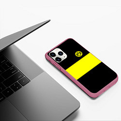 Чехол iPhone 11 Pro матовый Borussia 2018 Black and Yellow, цвет: 3D-малиновый — фото 2