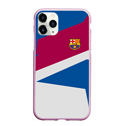 Чехол iPhone 11 Pro матовый FC Barcelona: Sport Geometry, цвет: 3D-розовый