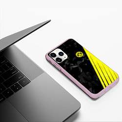 Чехол iPhone 11 Pro матовый FC Borussia Dortmund: Abstract, цвет: 3D-розовый — фото 2