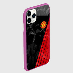 Чехол iPhone 11 Pro матовый FC Manchester United: Abstract, цвет: 3D-фиолетовый — фото 2