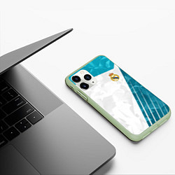 Чехол iPhone 11 Pro матовый FC Real Madrid: Abstract, цвет: 3D-салатовый — фото 2