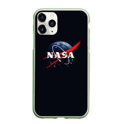 Чехол iPhone 11 Pro матовый NASA: Black Space, цвет: 3D-салатовый