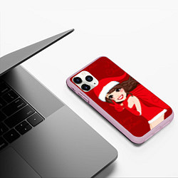 Чехол iPhone 11 Pro матовый Снегурочка с подарками, цвет: 3D-розовый — фото 2