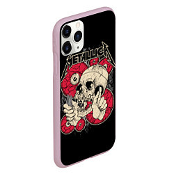 Чехол iPhone 11 Pro матовый Metallica Skull, цвет: 3D-розовый — фото 2