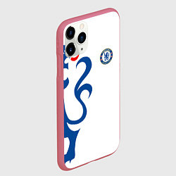 Чехол iPhone 11 Pro матовый FC Chelsea: White Lion, цвет: 3D-малиновый — фото 2