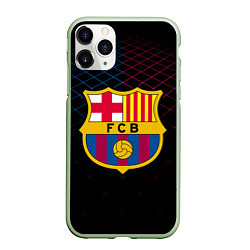Чехол iPhone 11 Pro матовый FC Barcelona Lines, цвет: 3D-салатовый