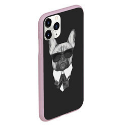 Чехол iPhone 11 Pro матовый Бульдог в черном, цвет: 3D-розовый — фото 2