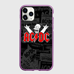 Чехол iPhone 11 Pro матовый AC DC - Homer Simpson, цвет: 3D-фиолетовый