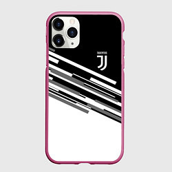 Чехол iPhone 11 Pro матовый FC Juventus: B&W Line, цвет: 3D-малиновый