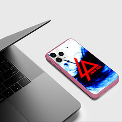 Чехол iPhone 11 Pro матовый Linkin Park blue smoke, цвет: 3D-малиновый — фото 2