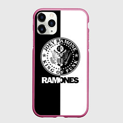 Чехол iPhone 11 Pro матовый Ramones B&W, цвет: 3D-малиновый