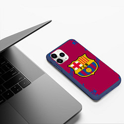 Чехол iPhone 11 Pro матовый FC Barcelona: Purple & Blue, цвет: 3D-тёмно-синий — фото 2