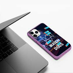 Чехол iPhone 11 Pro матовый Watch Dogs, цвет: 3D-фиолетовый — фото 2