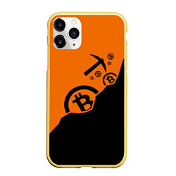 Чехол iPhone 11 Pro матовый Bitcoin Mining, цвет: 3D-желтый