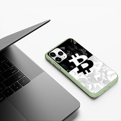 Чехол iPhone 11 Pro матовый Bitcoin: Poly Style, цвет: 3D-салатовый — фото 2