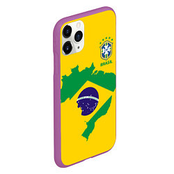 Чехол iPhone 11 Pro матовый Сборная Бразилии: желтая, цвет: 3D-фиолетовый — фото 2