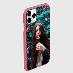 Чехол iPhone 11 Pro матовый Dua Lipa: Floral, цвет: 3D-малиновый — фото 2