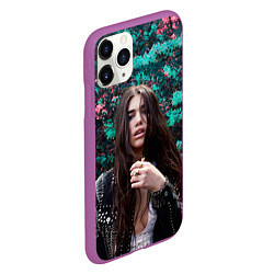 Чехол iPhone 11 Pro матовый Dua Lipa: Floral, цвет: 3D-фиолетовый — фото 2